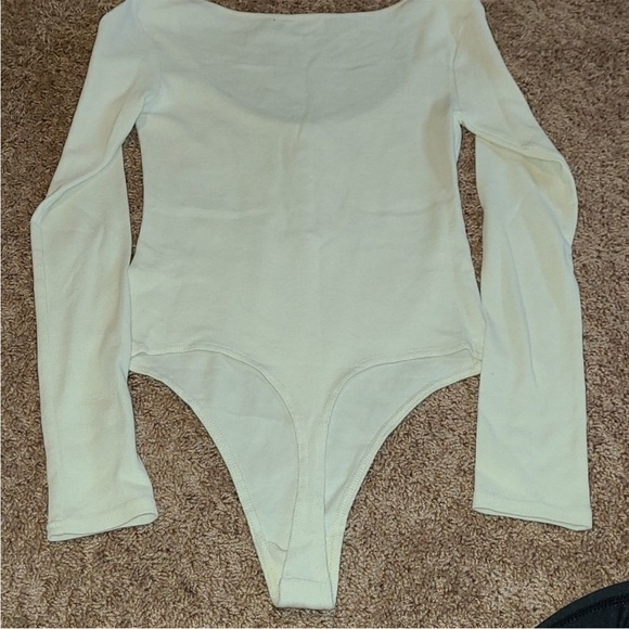 NWT OPEN EDIT Henley Organic Cotton Blend Bodysuit In Ivory Bone Size M - Picture 4 of 7